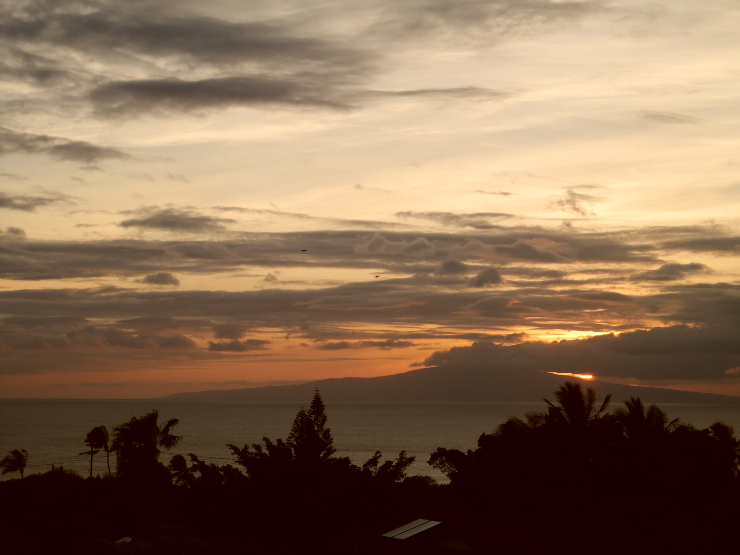 View towards Lanai at sunset.